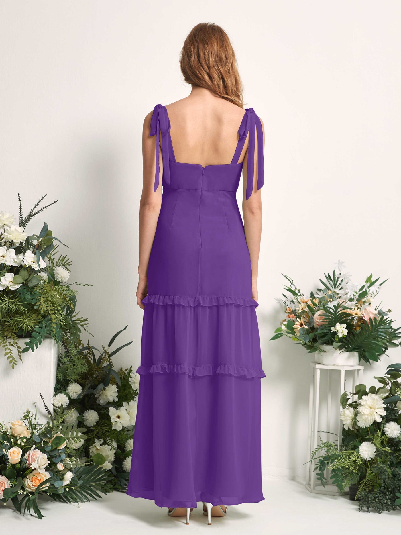 Carlyna A-Linien-Kleid Bodenlang Geradem Ausschnitt Rüschen Chiffon Brautjungfernkleid Regency #farbe_regency