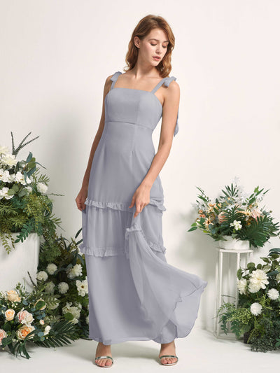 Carlyna A-Linien-Kleid Bodenlang Geradem Ausschnitt Rüschen Chiffon Brautjungfernkleid Staubiger Lavendel #farbe_staubiger-lavendel