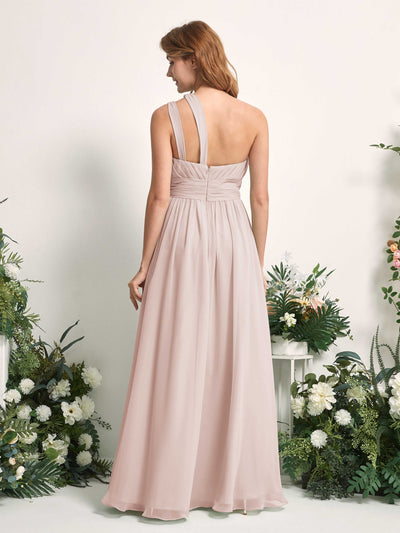Carlyna A-Linien-Kleid Bodenlang One-Shoulder Chiffon Brautjungfernkleid Biscotti #farbe_biscotti