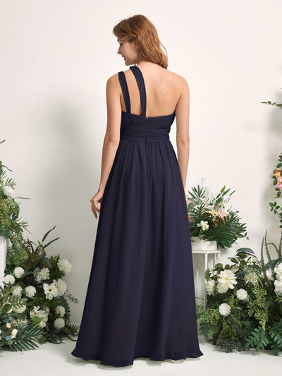 Carlyna A-Linien-Kleid Bodenlang One-Shoulder Chiffon Brautjungfernkleid Dunkel Marineblau #farbe_dunkel-marineblau