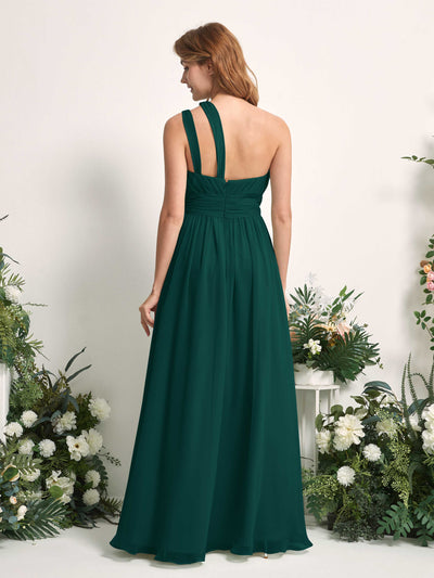 Carlyna A-Linien-Kleid Bodenlang One-Shoulder Chiffon Brautjungfernkleid Dunkelsmaragd #farbe_dunkelsmaragd