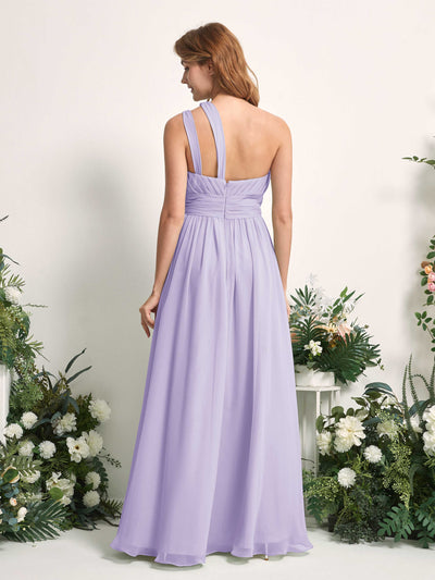 Carlyna A-Linien-Kleid Bodenlang One-Shoulder Chiffon Brautjungfernkleid Flieder #farbe_flieder