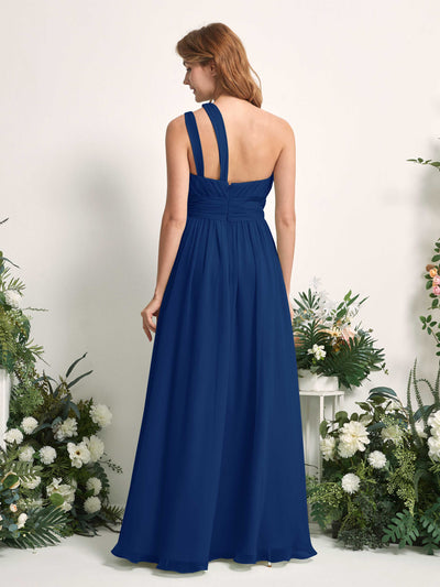 Carlyna A-Linien-Kleid Bodenlang One-Shoulder Chiffon Brautjungfernkleid Königsblau #farbe_k-nigsblau