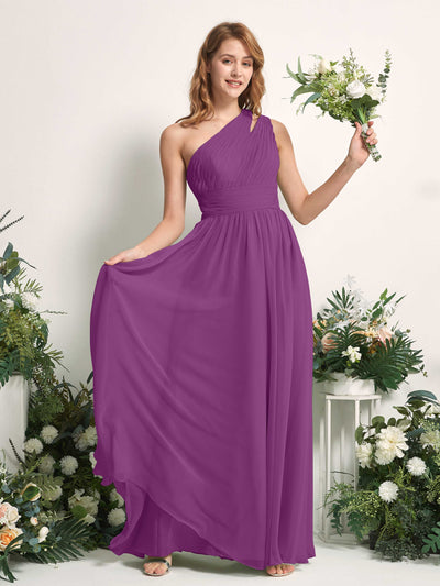 Carlyna A-Linien-Kleid Bodenlang One-Shoulder Chiffon Brautjungfernkleid Lila #farbe_lila