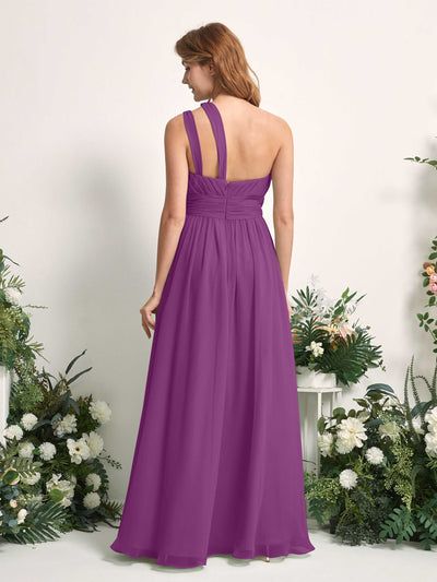 Carlyna A-Linien-Kleid Bodenlang One-Shoulder Chiffon Brautjungfernkleid Lila #farbe_lila
