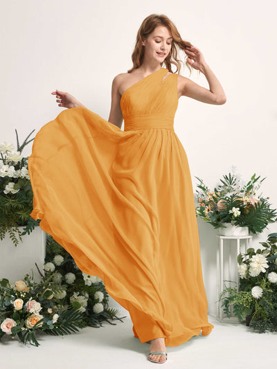 Carlyna A-Linien-Kleid Bodenlang One-Shoulder Chiffon Brautjungfernkleid Mango #farbe_mango
