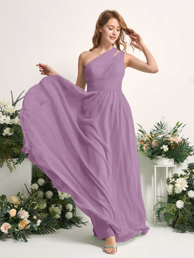Carlyna A-Linien-Kleid Bodenlang One-Shoulder Chiffon Brautjungfernkleid Orchideen-Nebel #farbe_orchideen-nebel