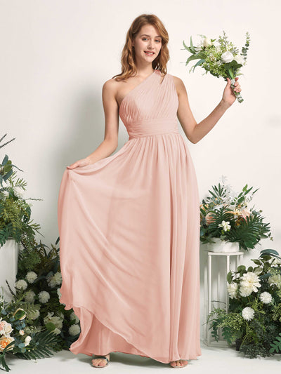 Carlyna A-Linien-Kleid Bodenlang One-Shoulder Chiffon Brautjungfernkleid Perlrosa #farbe_perlrosa