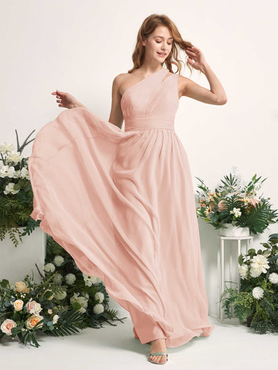 Carlyna A-Linien-Kleid Bodenlang One-Shoulder Chiffon Brautjungfernkleid Perlrosa #farbe_perlrosa