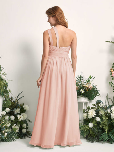 Carlyna A-Linien-Kleid Bodenlang One-Shoulder Chiffon Brautjungfernkleid Perlrosa #farbe_perlrosa