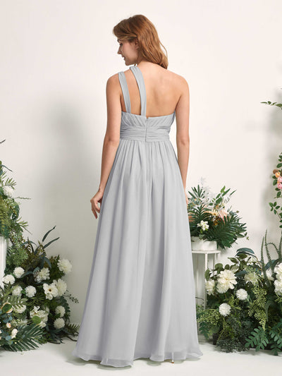 Carlyna A-Linien-Kleid Bodenlang One-Shoulder Chiffon Brautjungfernkleid Silber #farbe_silber