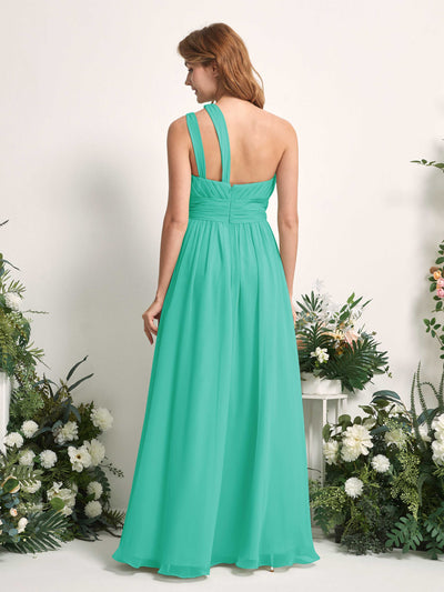 Carlyna A-Linien-Kleid Bodenlang One-Shoulder Chiffon Brautjungfernkleid Tiffany-Blau #farbe_tiffany-blau