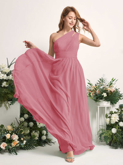 Carlyna A-Linien-Kleid Bodenlang One-Shoulder Chiffon Brautjungfernkleid Wüstenrose #farbe_w-stenrose