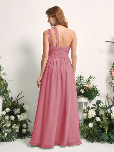 Carlyna A-Linien-Kleid Bodenlang One-Shoulder Chiffon Brautjungfernkleid Wüstenrose #farbe_w-stenrose