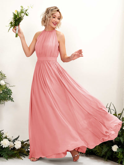 Carlyna A-Linien-Kleid Bodenlang Rundhals Chiffon Brautjungfernkleider Ballettrosa #farbe_ballettrosa