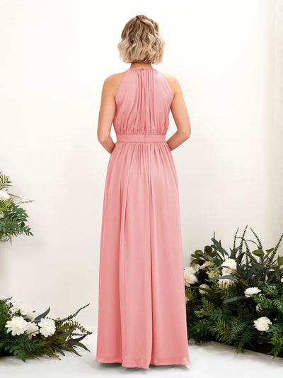 Carlyna A-Linien-Kleid Bodenlang Rundhals Chiffon Brautjungfernkleider Ballettrosa #farbe_ballettrosa