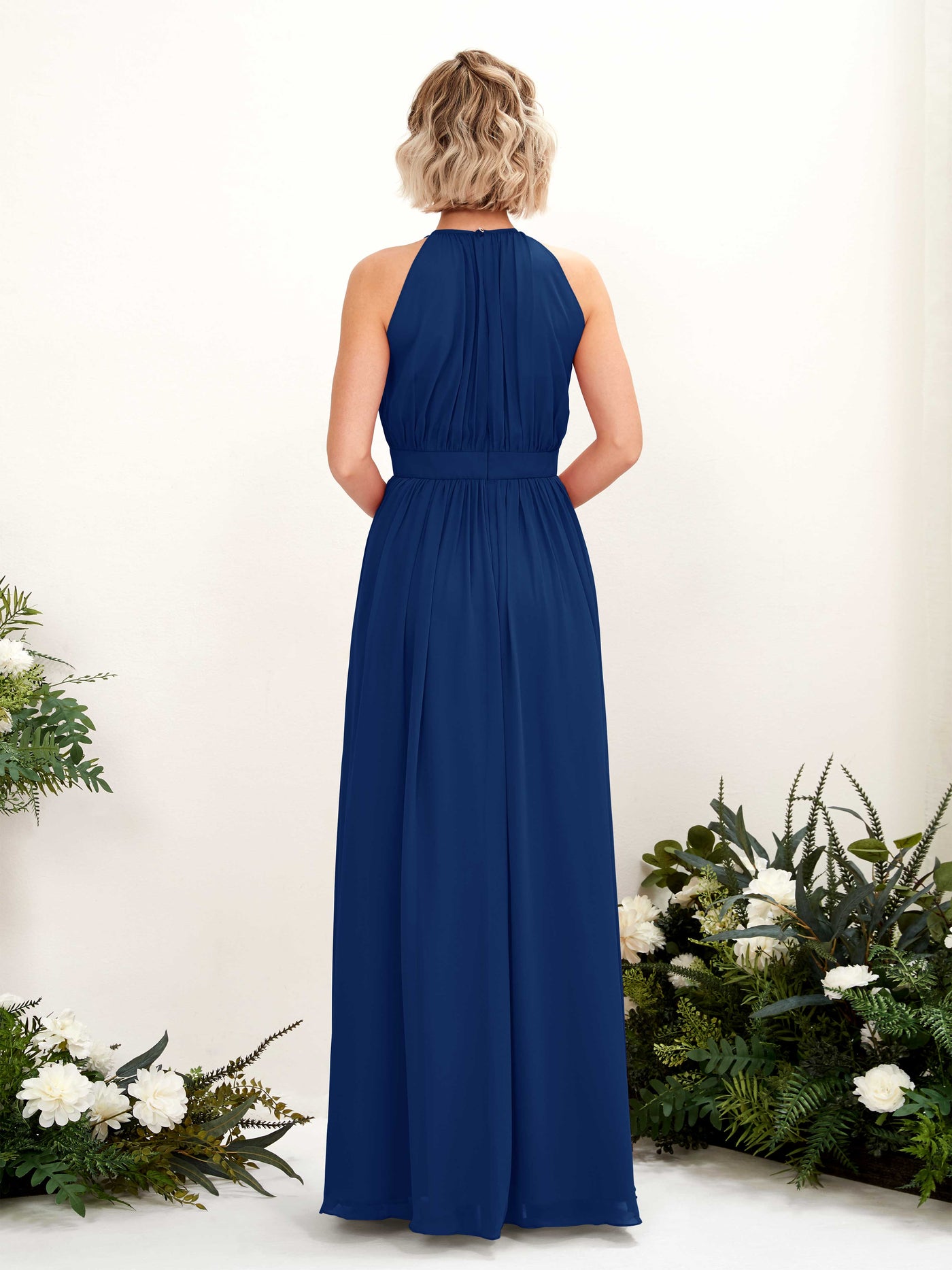 Carlyna A-Linien-Kleid Bodenlang Rundhals Chiffon Brautjungfernkleider Königsblau #farbe_k-nigsblau