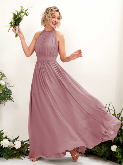 Carlyna A-Linien-Kleid Bodenlang Rundhals Chiffon Brautjungfernkleider Klassisch Mauve #farbe_klassisch-mauve