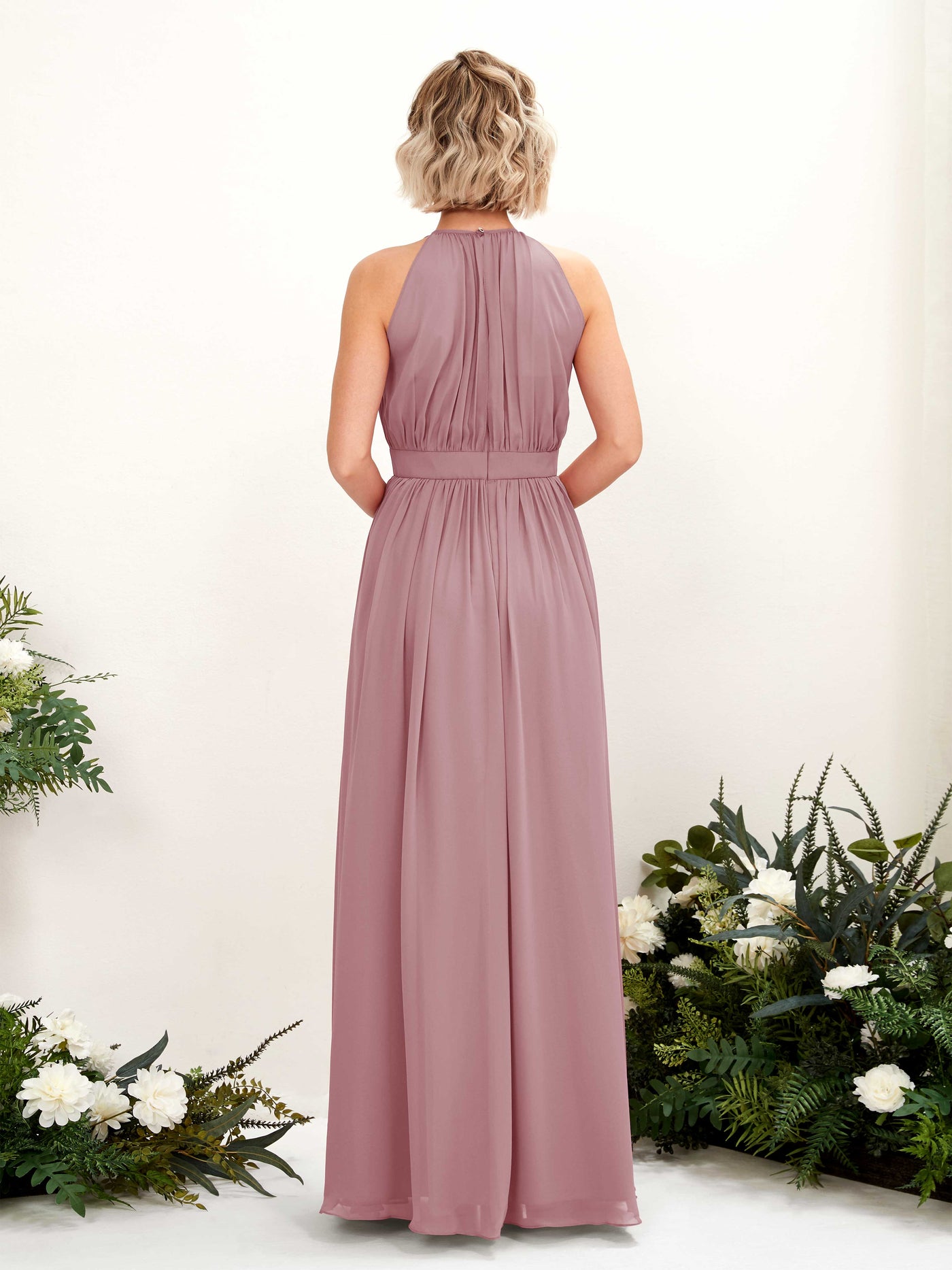 Carlyna A-Linien-Kleid Bodenlang Rundhals Chiffon Brautjungfernkleider Klassisch Mauve #farbe_klassisch-mauve