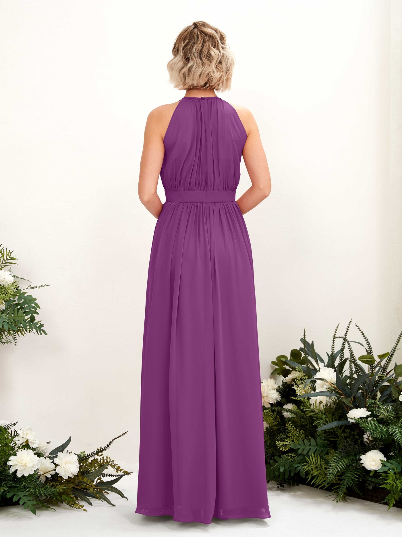 Carlyna A-Linien-Kleid Bodenlang Rundhals Chiffon Brautjungfernkleider Lila #farbe_lila