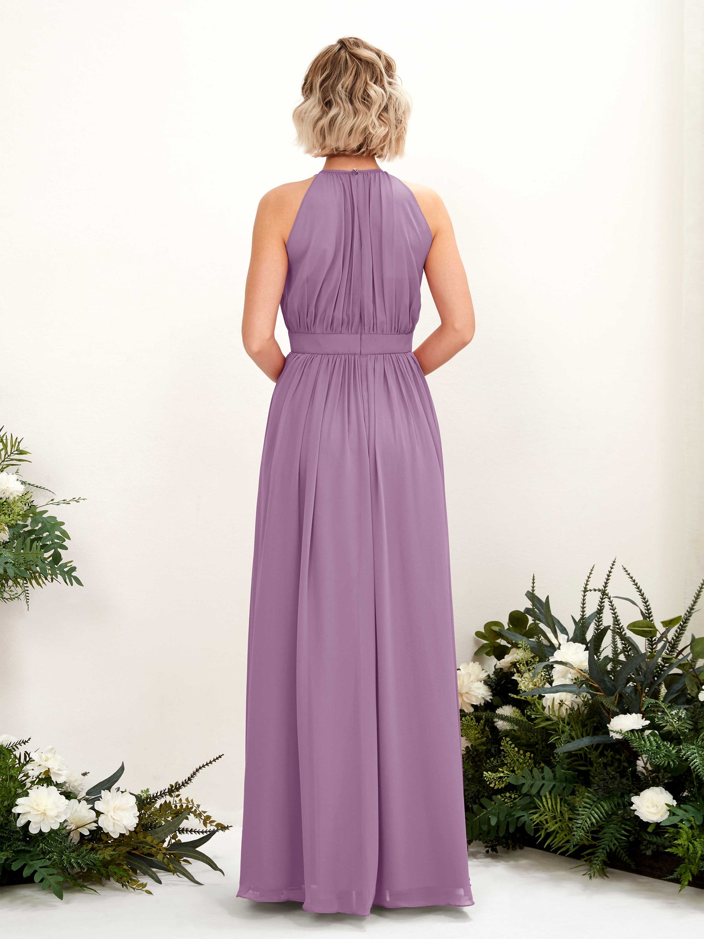 Carlyna A-Linien-Kleid Bodenlang Rundhals Chiffon Brautjungfernkleider Orchideen-Nebel #farbe_orchideen-nebel