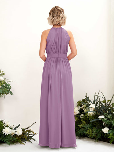 Carlyna A-Linien-Kleid Bodenlang Rundhals Chiffon Brautjungfernkleider Orchideen-Nebel #farbe_orchideen-nebel