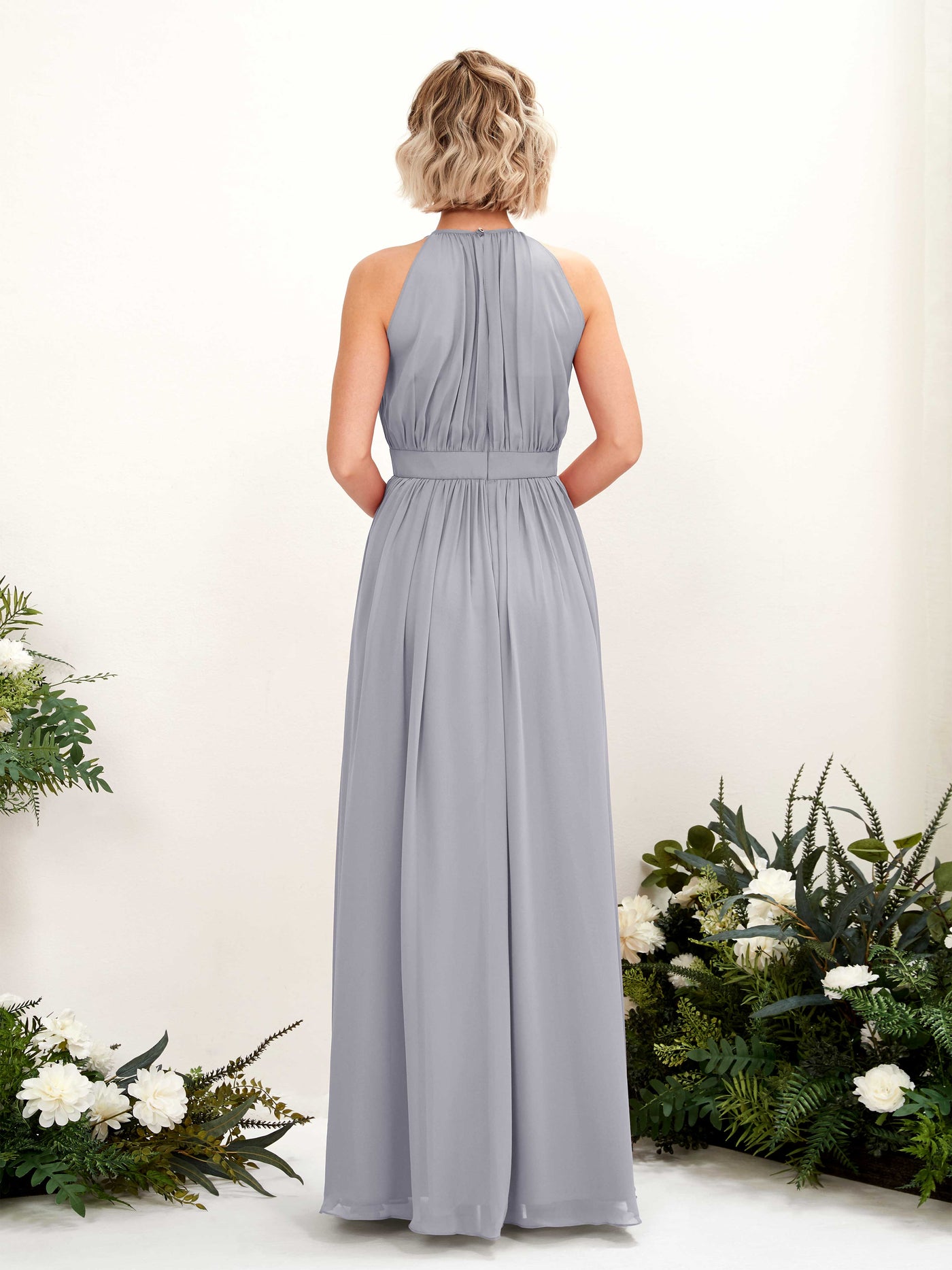 Carlyna A-Linien-Kleid Bodenlang Rundhals Chiffon Brautjungfernkleider Staubiger Lavendel #farbe_staubiger-lavendel