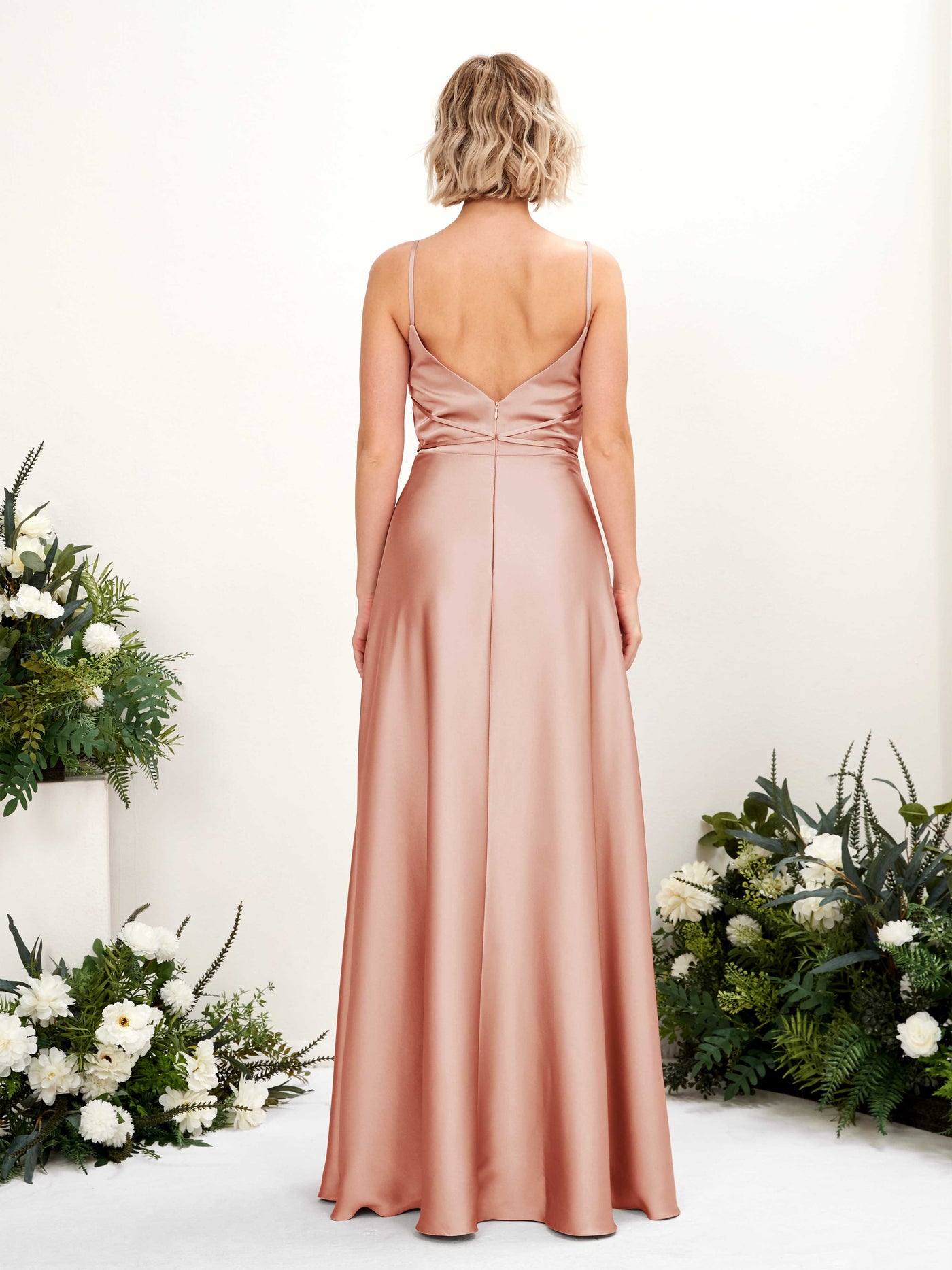 Carlyna A-Linien Kleid Bodenlang Wasserfallausschnitt Brautjungfernkleider Cantaloupe #farbe_cantaloupe