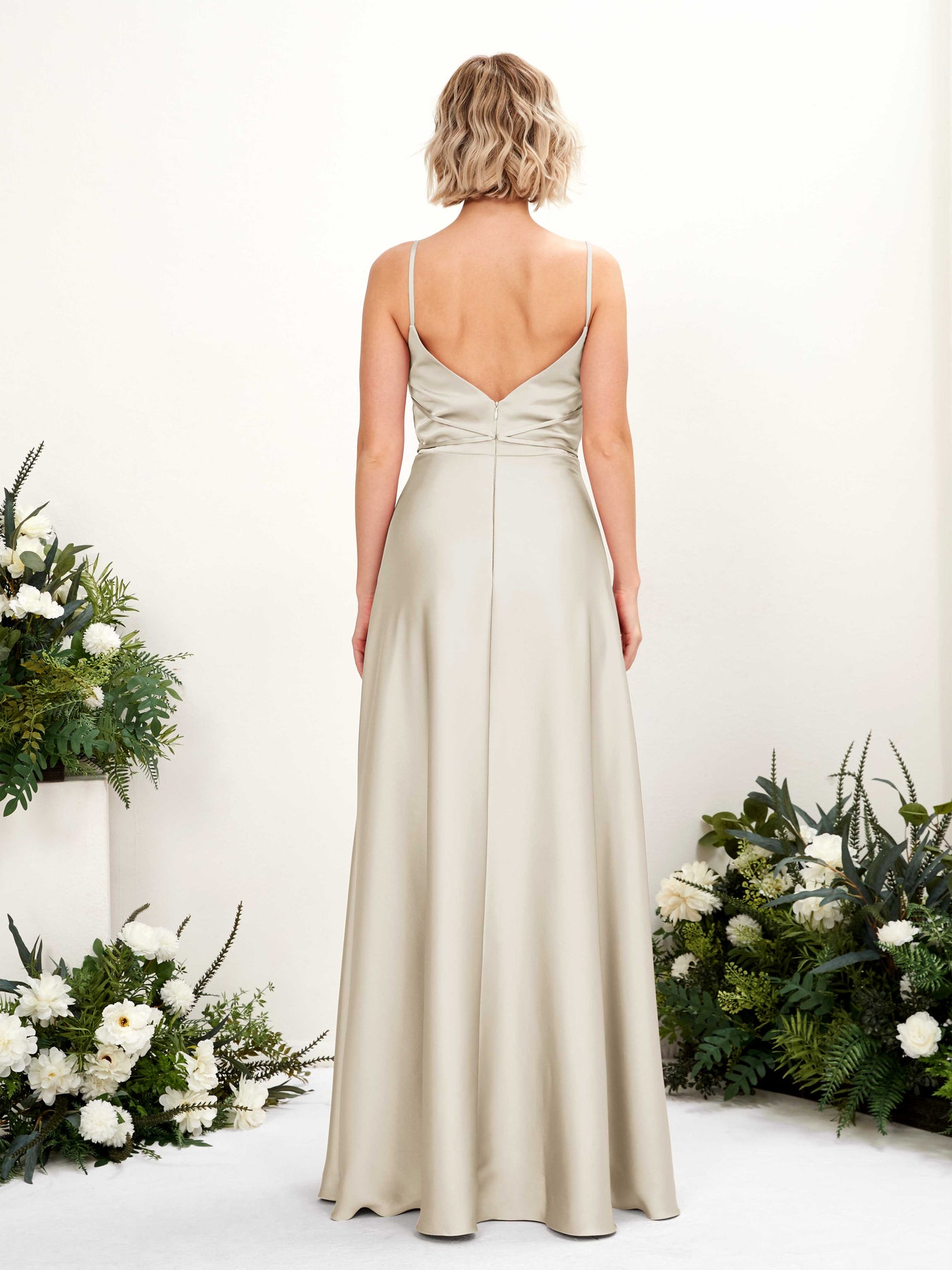 Carlyna A-Linien Kleid Bodenlang Wasserfallausschnitt Brautjungfernkleider Champagner #farbe_champagner