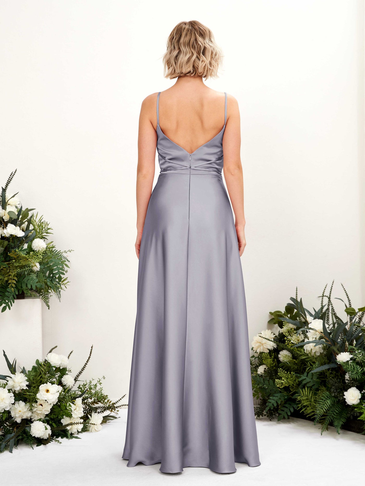 Carlyna A-Linien Kleid Bodenlang Wasserfallausschnitt Brautjungfernkleider Lila Dunst #farbe_lila-dunst