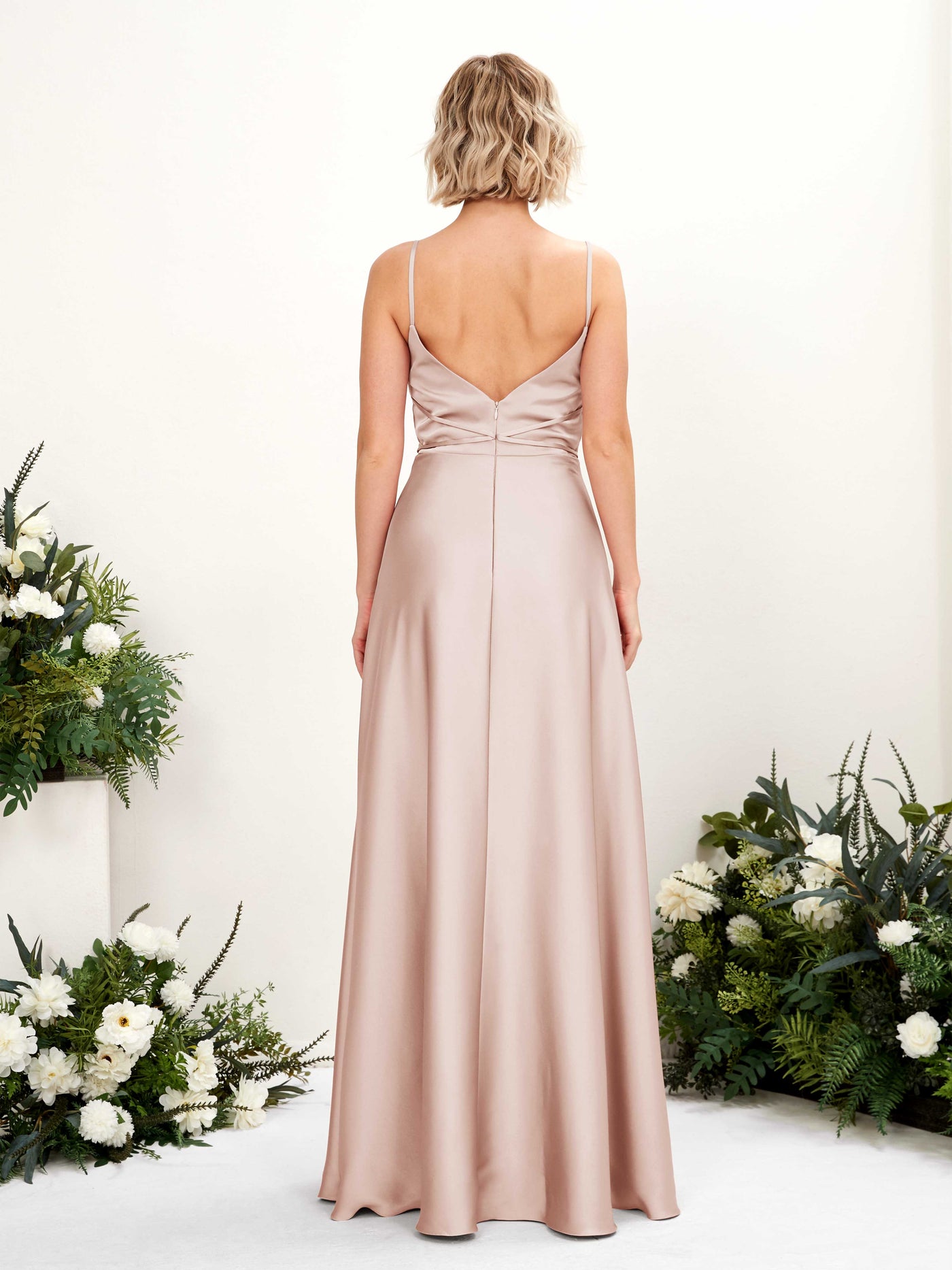 Carlyna A-Linien Kleid Bodenlang Wasserfallausschnitt Brautjungfernkleider Perlrosa #farbe_perlrosa