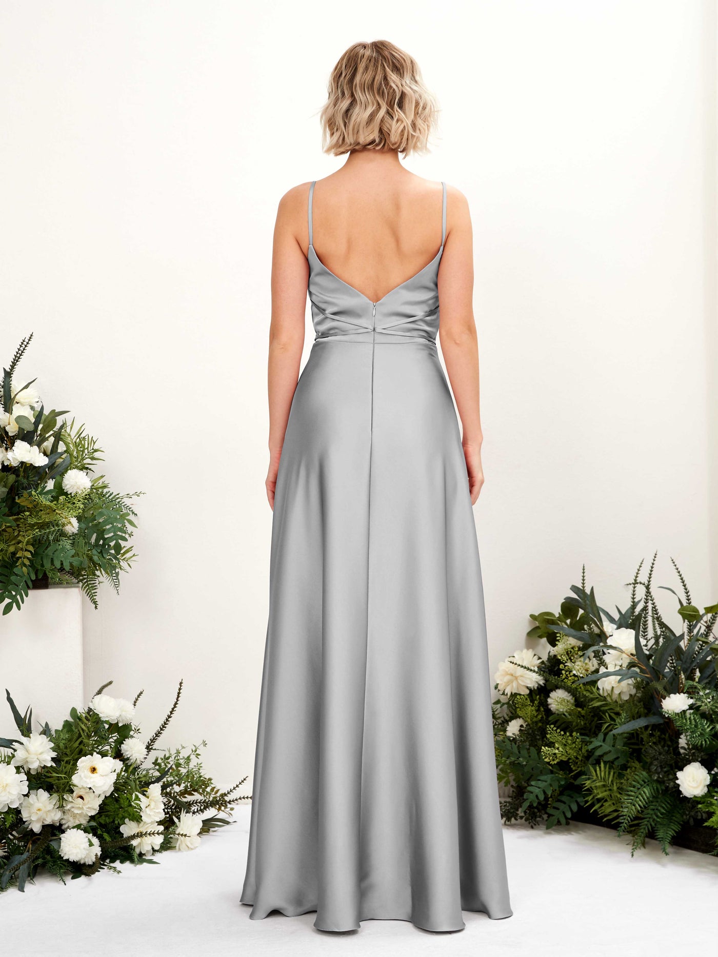 Carlyna A-Linien Kleid Bodenlang Wasserfallausschnitt Brautjungfernkleider Taube #farbe_taube