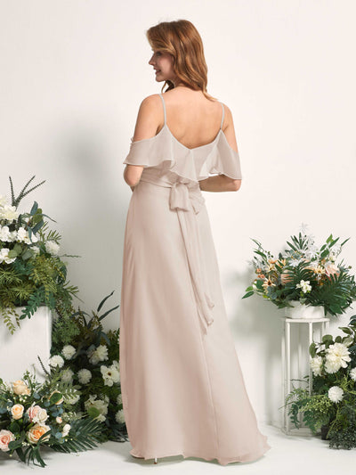 Carlyna A-Linien-Kleid Carmen-Ausschnitt Bodenlang Chiffon Brautjungfernkleider Champagner #farbe_champagner