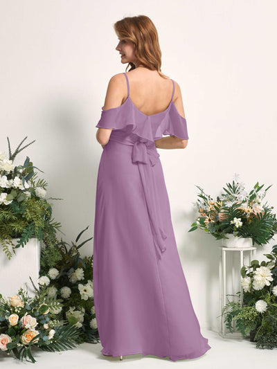 Carlyna A-Linien-Kleid Carmen-Ausschnitt Bodenlang Chiffon Brautjungfernkleider Orchideen-Nebel #farbe_orchideen-nebel