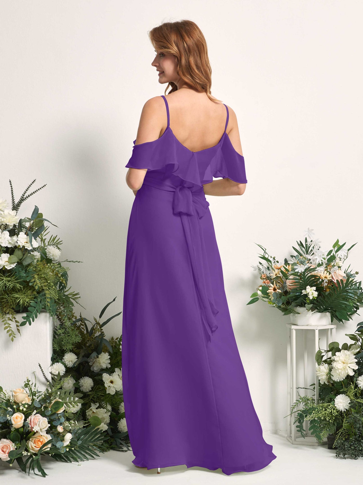 Carlyna A-Linien-Kleid Carmen-Ausschnitt Bodenlang Chiffon Brautjungfernkleider Regency #farbe_regency