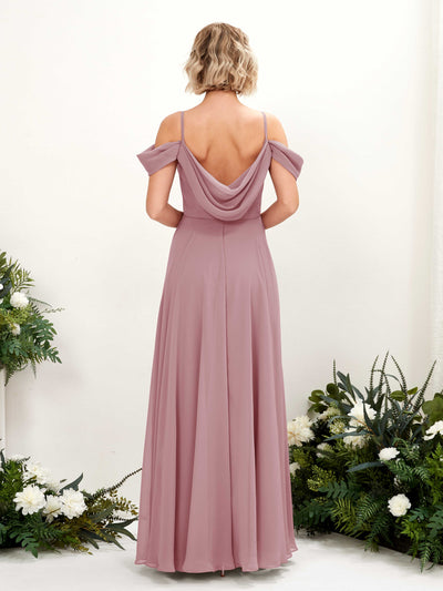 Carlyna A-Linien-Kleid Carmen Bodenlang Chiffon Brautjungfernkleid Klassisch Mauve #farbe_klassisch-mauve