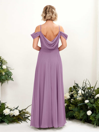 Carlyna A-Linien-Kleid Carmen Bodenlang Chiffon Brautjungfernkleid Orchideen-Nebel #farbe_orchideen-nebel