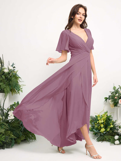 Carlyna A-Linien-Kleid Chiffon V-Ausschnitt Bodenlang Brautjungfernkleid Klassisch Mauve #farbe_klassisch-mauve