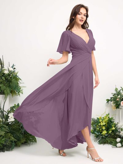 Carlyna A-Linien-Kleid Chiffon V-Ausschnitt Bodenlang Brautjungfernkleid Orchideen-Nebel #farbe_orchideen-nebel