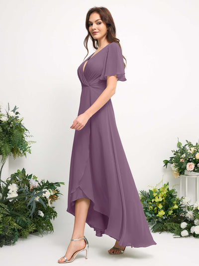 Carlyna A-Linien-Kleid Chiffon V-Ausschnitt Bodenlang Brautjungfernkleid Orchideen-Nebel #farbe_orchideen-nebel