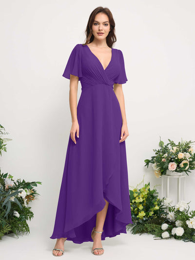 Carlyna A-Linien-Kleid Chiffon V-Ausschnitt Bodenlang Brautjungfernkleid Regency #farbe_regency