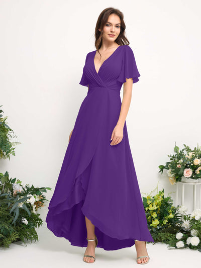 Carlyna A-Linien-Kleid Chiffon V-Ausschnitt Bodenlang Brautjungfernkleid Regency #farbe_regency
