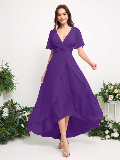 Carlyna A-Linien-Kleid Chiffon V-Ausschnitt Bodenlang Brautjungfernkleid Regency #farbe_regency