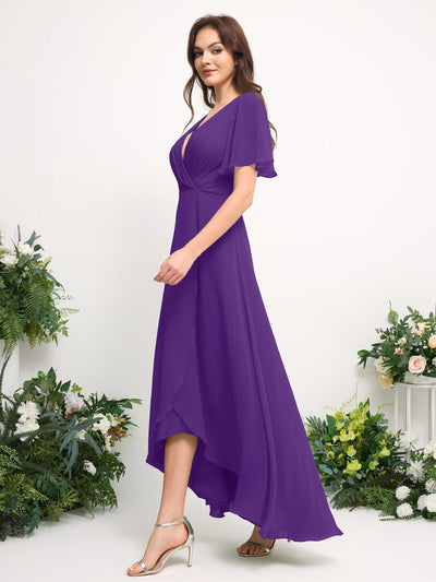 Carlyna A-Linien-Kleid Chiffon V-Ausschnitt Bodenlang Brautjungfernkleid Regency #farbe_regency