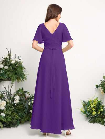 Carlyna A-Linien-Kleid Chiffon V-Ausschnitt Bodenlang Brautjungfernkleid Regency #farbe_regency