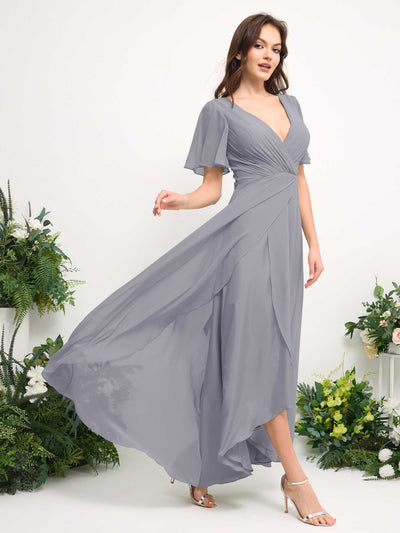 Carlyna A-Linien-Kleid Chiffon V-Ausschnitt Bodenlang Brautjungfernkleid Staubiger Lavendel #farbe_staubiger-lavendel