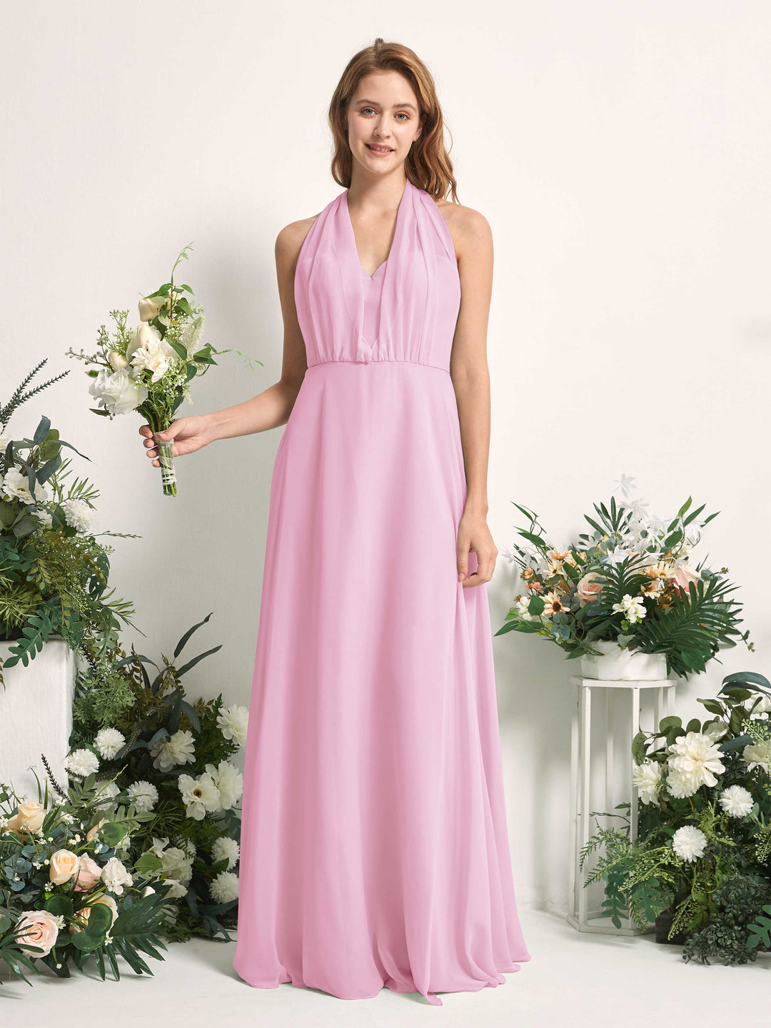 Carlyna A-Linien-Kleid Herzausschnitt Bodenlang Brautjungfernkleid Bonbonrosa 