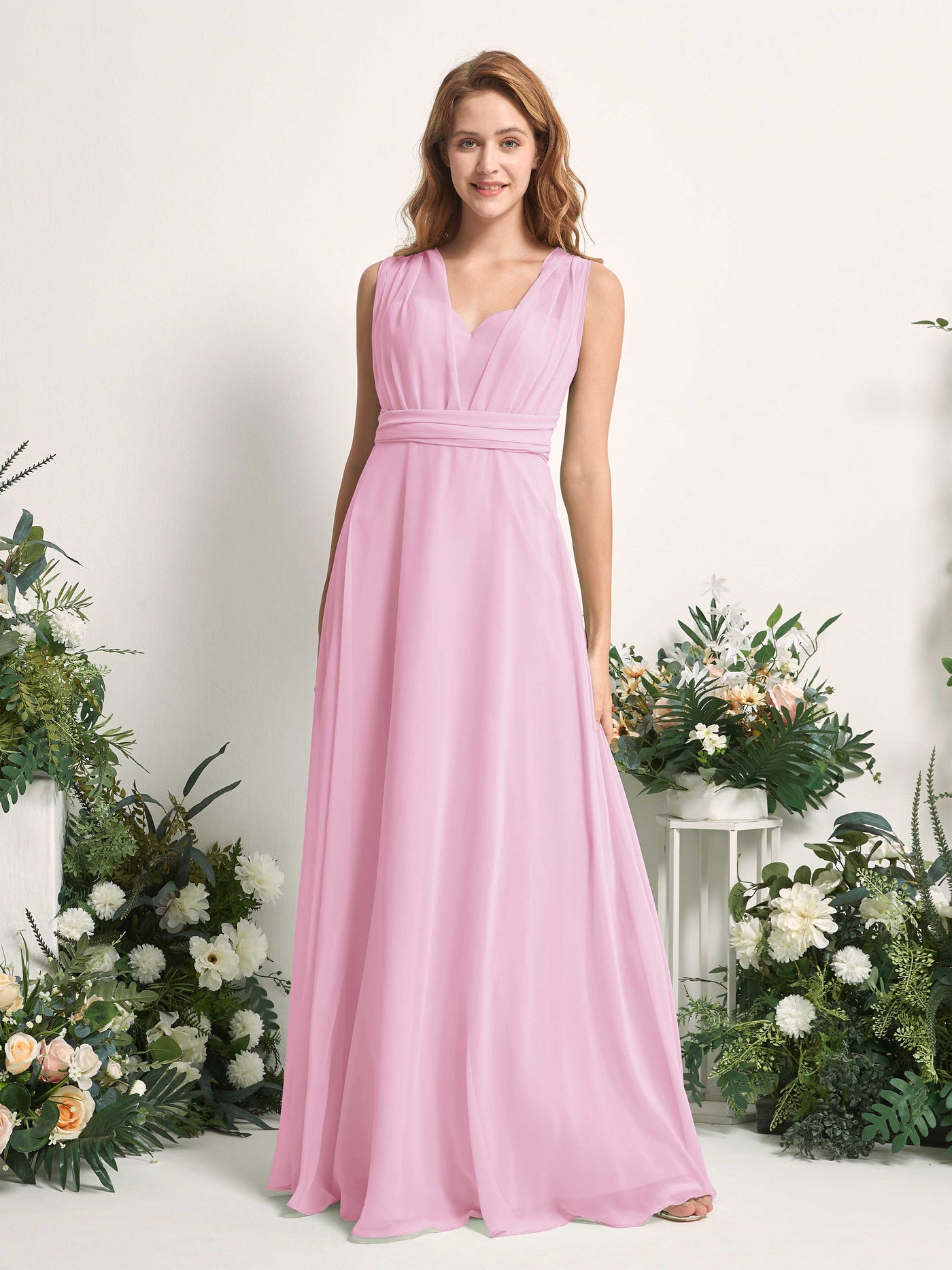 Carlyna A-Linien-Kleid Herzausschnitt Bodenlang Brautjungfernkleid Bonbonrosa #farbe_bonbonrosa