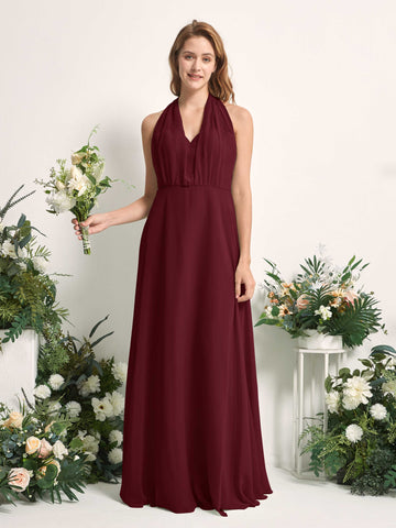 Carlyna A-Linien-Kleid Herzausschnitt Bodenlang Brautjungfernkleid Burgunderrot #farbe_burgunderrot