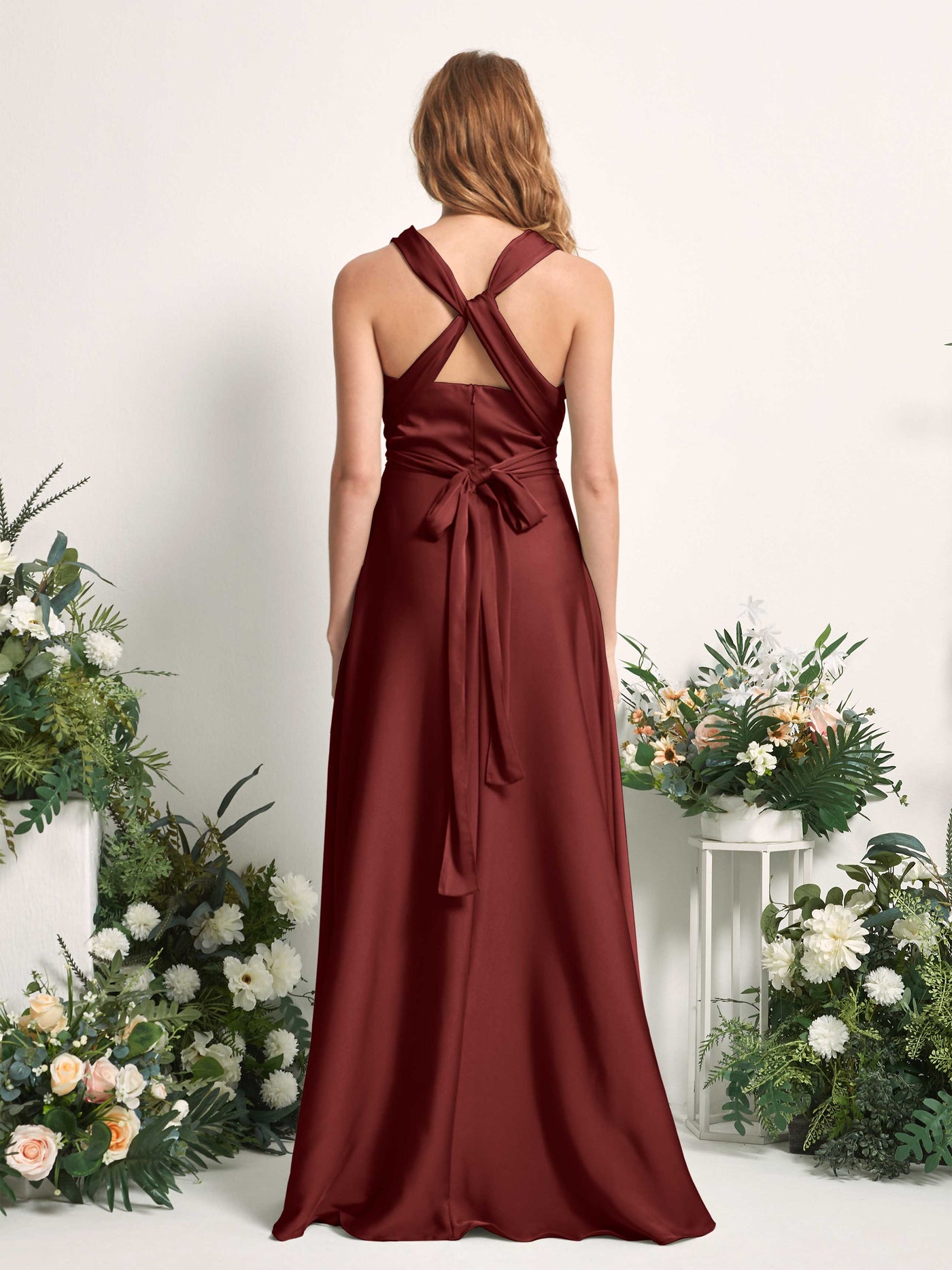 Carlyna A-Linien-Kleid Herzausschnitt Bodenlang Brautjungfernkleid Burgunderrot #farbe_burgunderrot